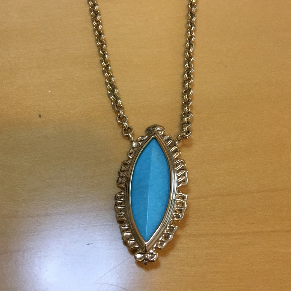 KENDRA SCOTT Gold w Turquoise Luna Pendant Necklace Circa 2013